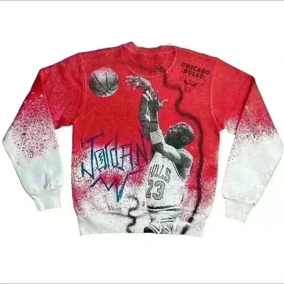 Rare DS vintage 90s Michael Jordan all over print sweatshirt chicago bulls - Picture 5 of 6